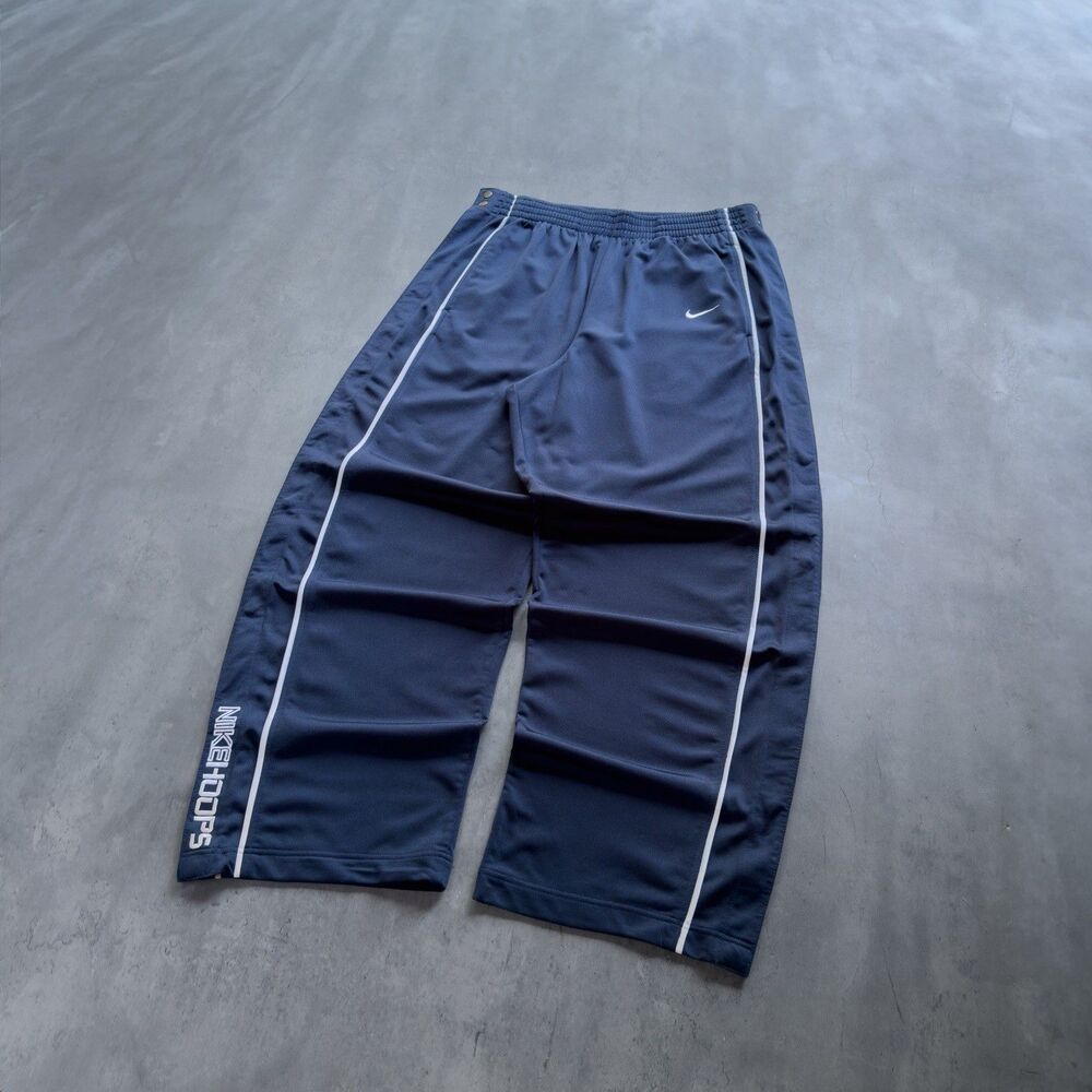Vintage Nike Hoops Tearaway Pants Men’s Large Navy Basketball Warm Up Y2K